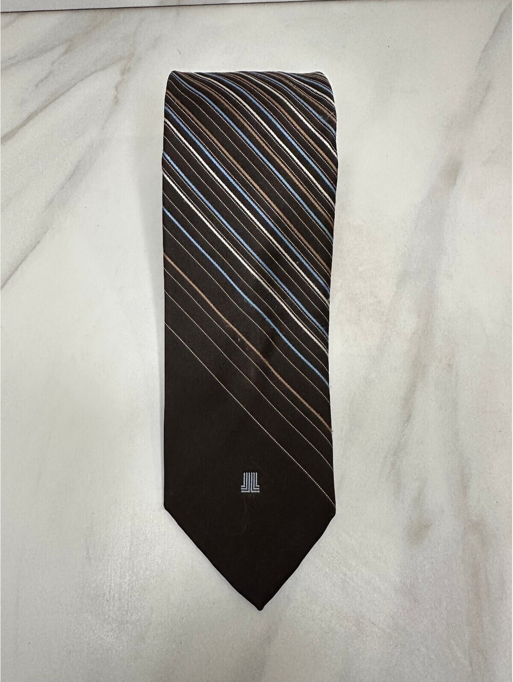 Vintage Lanvin New York-Paris brown multicolored diagonal striped tie old money